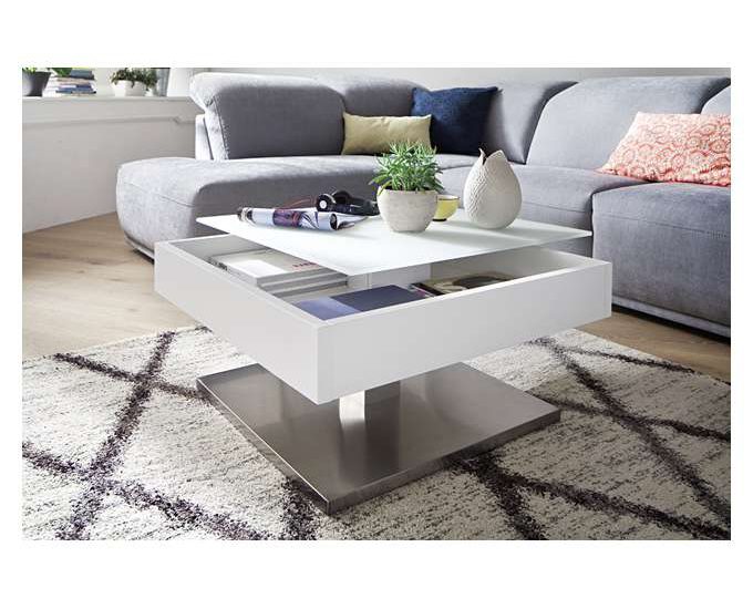 stolik kawowy biały z obrotowym blatem